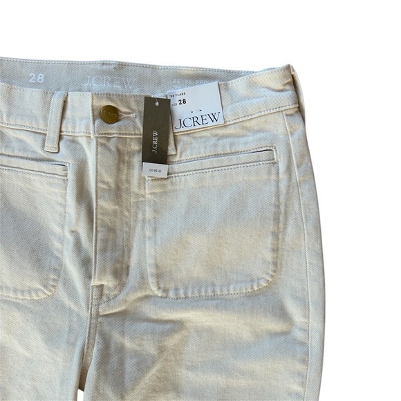 J.Crew '96 Flare Jeans High Rise Patch Pocket Off-White Ecru Denim Size 28 NEW - Picture 3 of 6